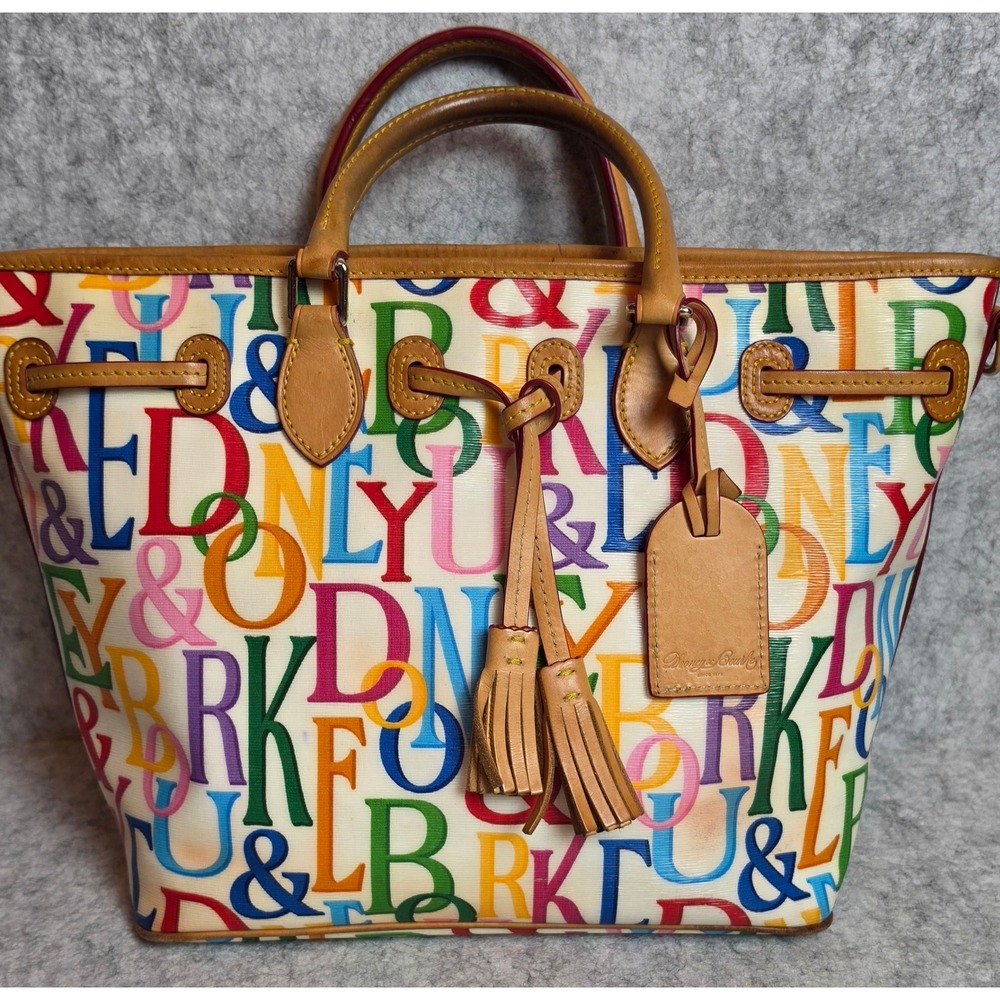 Dooney & Bourke Retro Grafica Vanessa Tote Rainbow Monogram Graffiti Shopper Bag